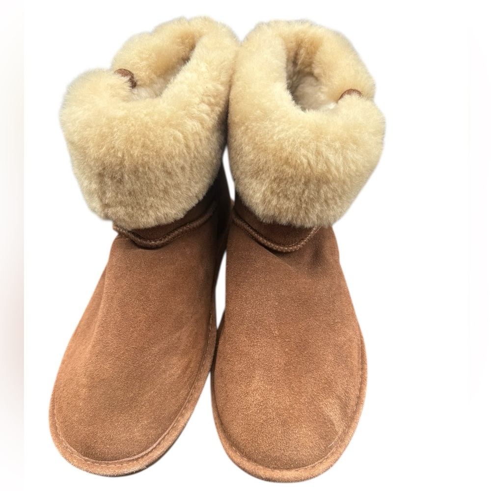 Bearpaw Abby Hickory Tan Suede Shearling Style Boots Size 11